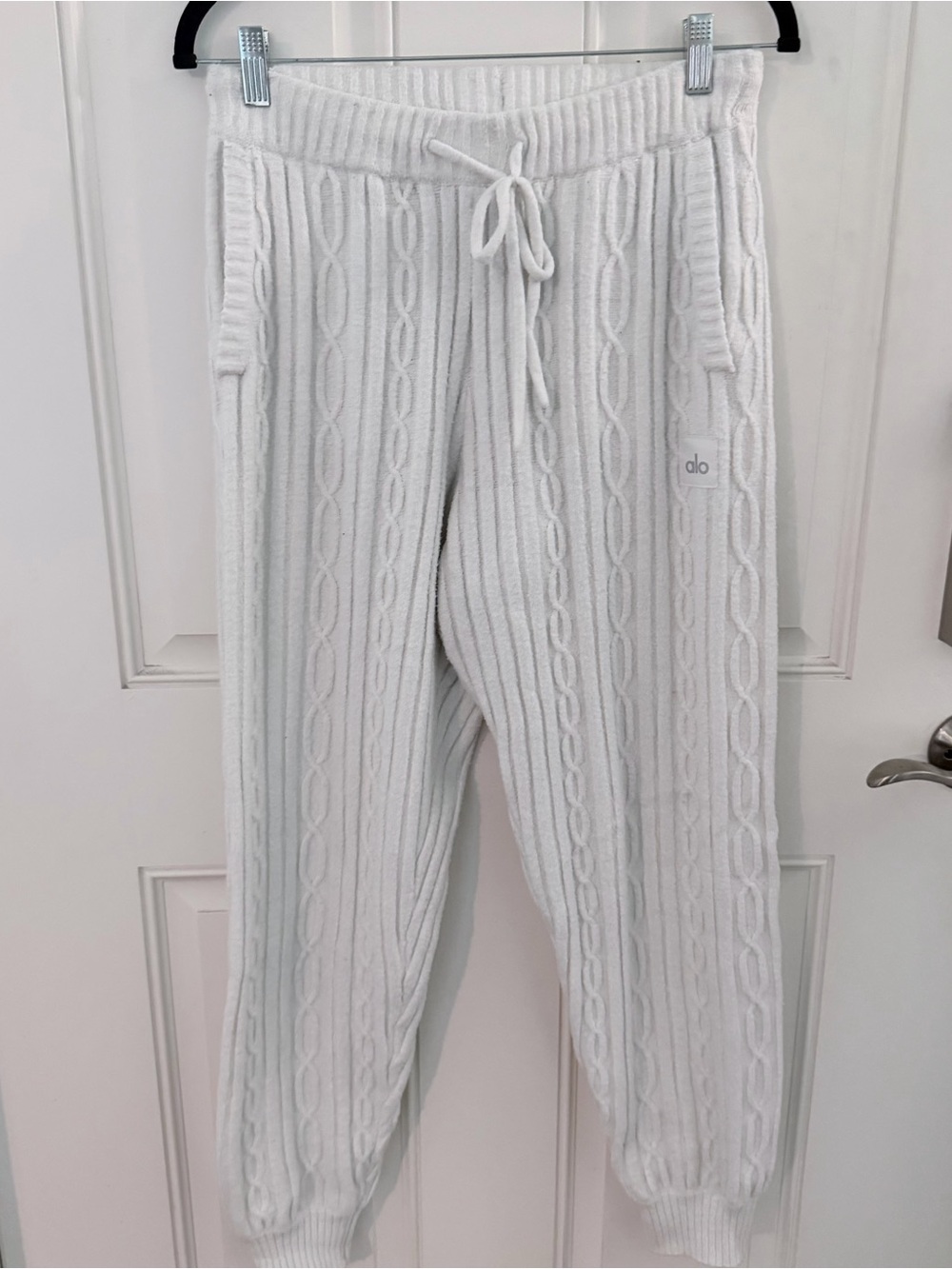 Alo Cable Knit Winter Bliss Pants M | Ivory